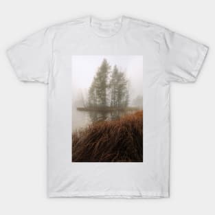 Foggy lake and small island T-Shirt